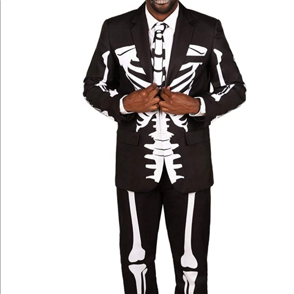 Tipsy Elves Mens Skeleton Suit (Pants, Jacket, Tie) -  2xl / 36w